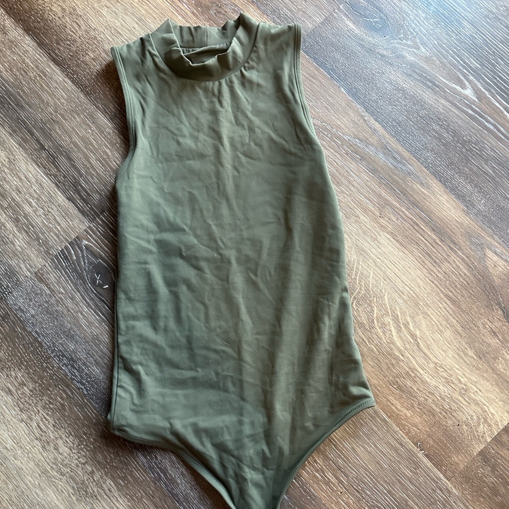 Green high neck body suit
